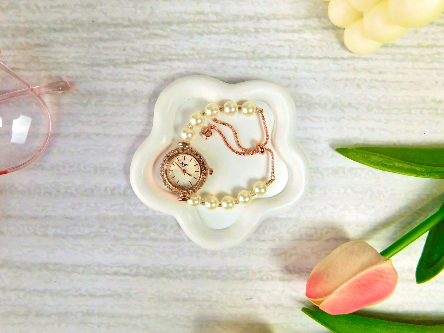 Reloj Pulsera – Perla redonda blanca