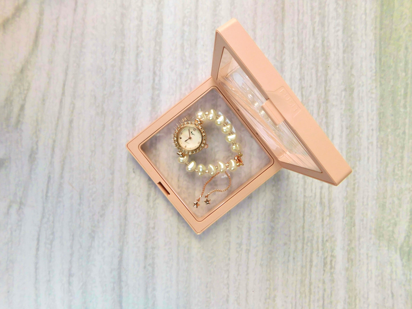 Reloj Pulsera – Perla corazón blanca