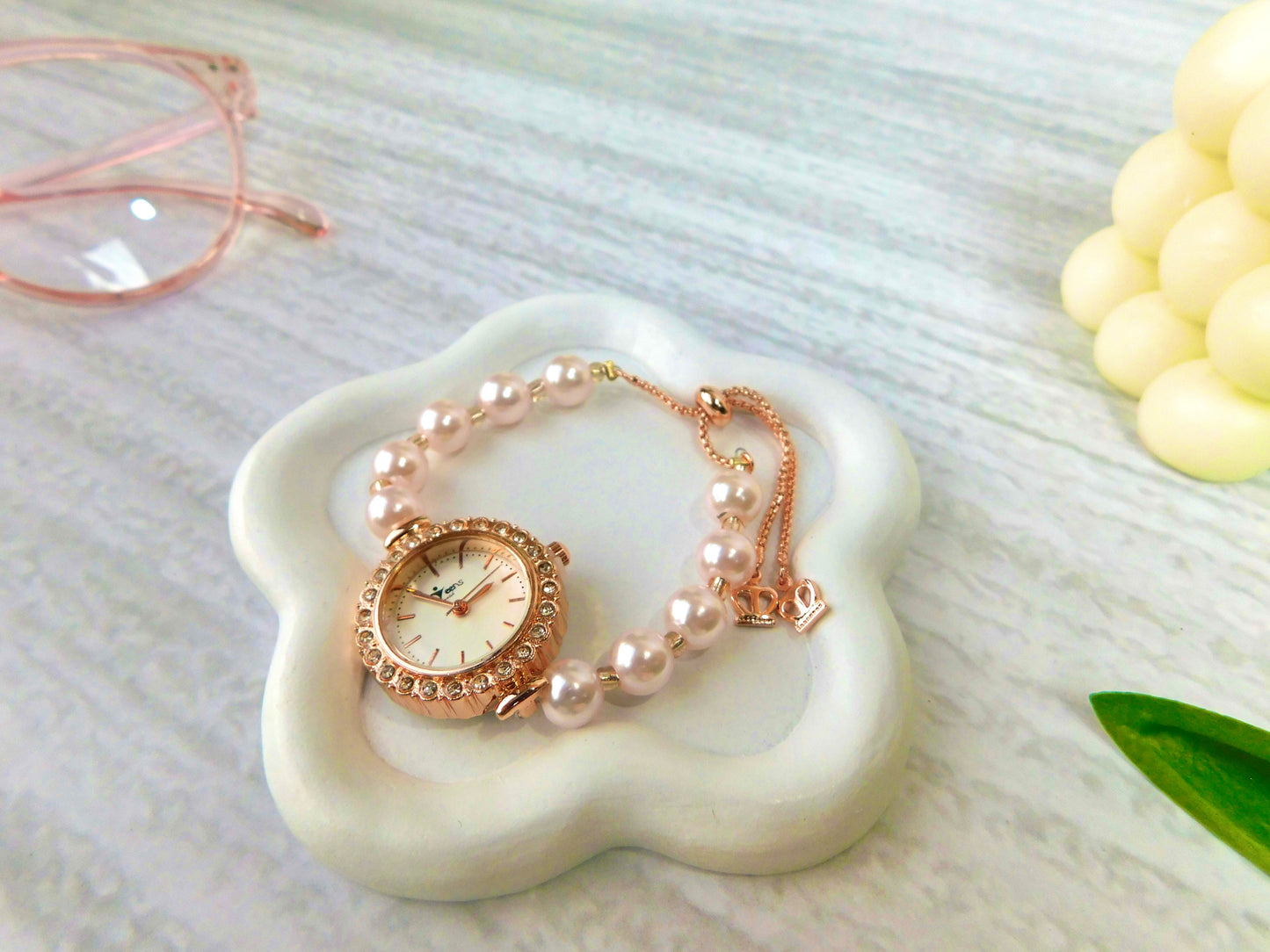 Reloj Pulsera – Perla redonda rosa