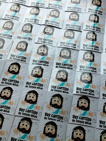D- Adhesivo “Voy contigo. No tengas miedo”