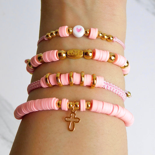 Set de pulseras rosas