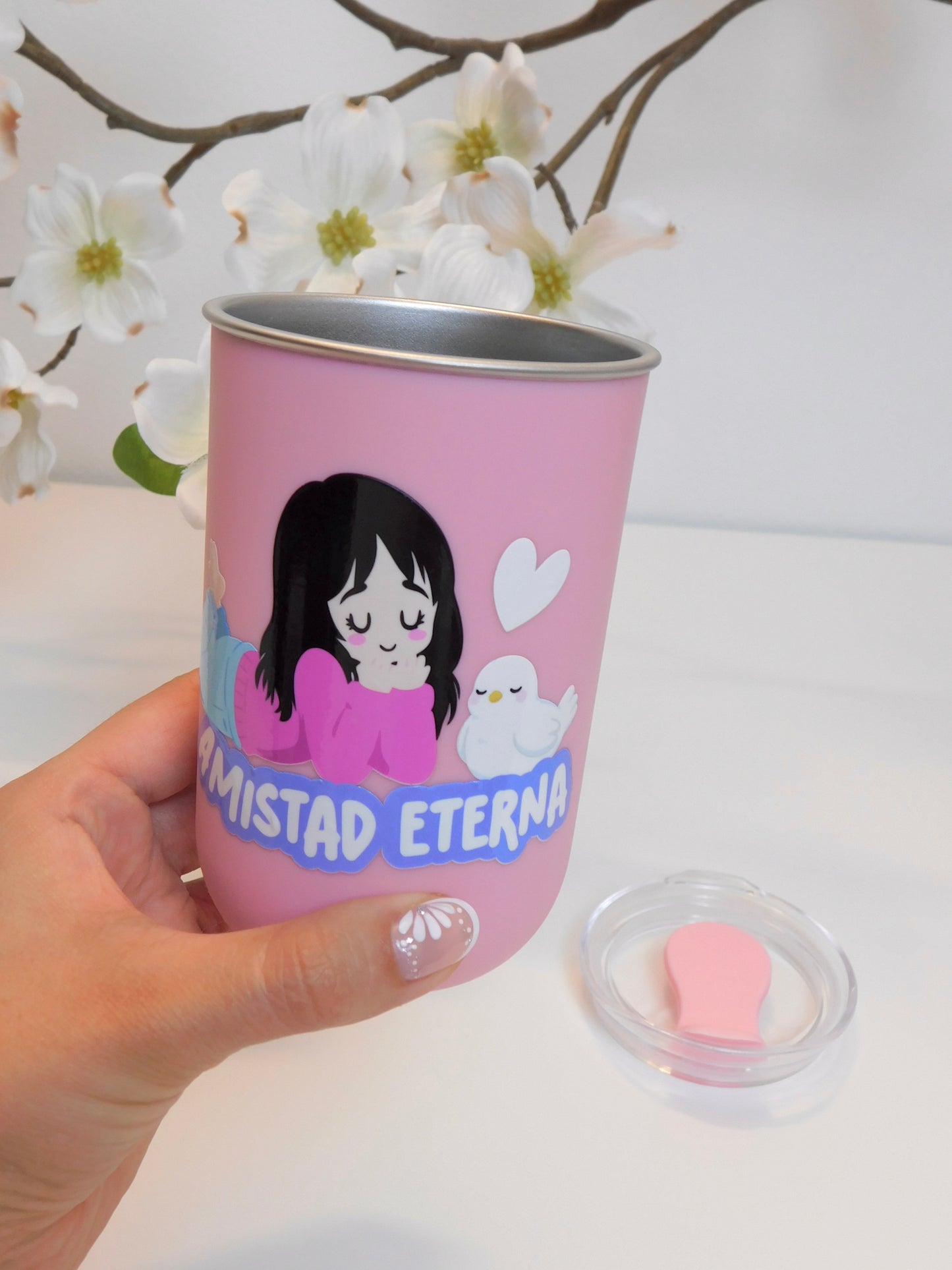 Vaso Rosa Mate Doble Pared 350 ml