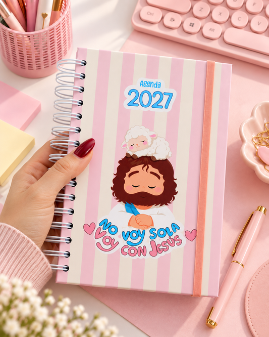 Agenda 2027 rosa – 12 meses para organizar tu vida con Jesús 💗