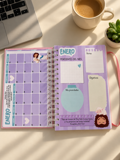 🌸 Agenda 2027 rosada– 12 meses para organizar tu vida con Jesús 💗