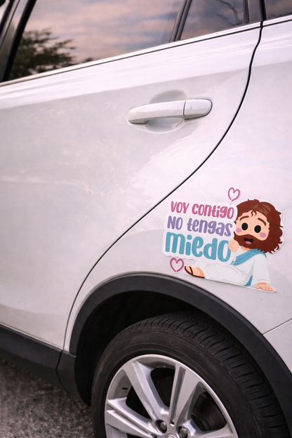 Adhesivo Jesús – “Voy contigo, no tengas miedo” (Diseño horizontal)