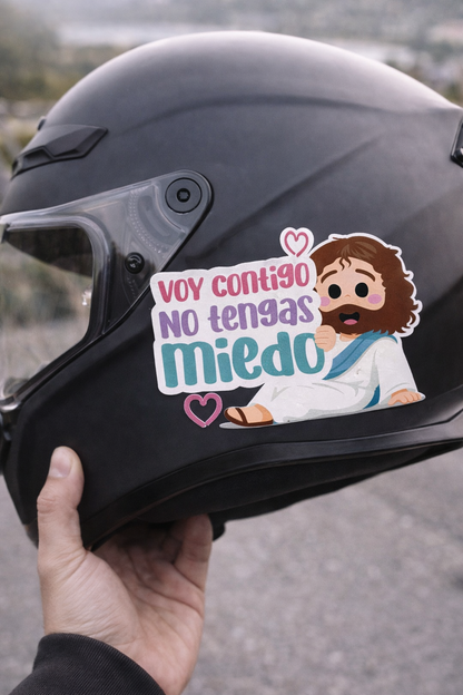 Adhesivo Jesús – “Voy contigo, no tengas miedo” (Diseño horizontal)