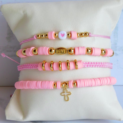 Set de pulseras rosas