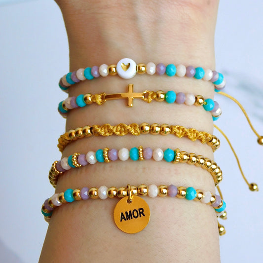 Set de pulseras pastel