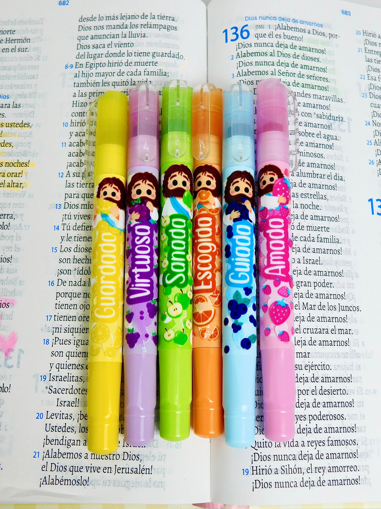 Resaltadores para Biblia x6 con Aroma a Frutas 🍇