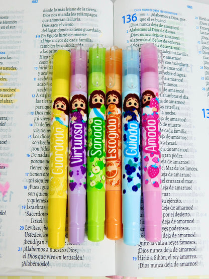Resaltadores para Biblia x6 con Aroma a Frutas 🍇