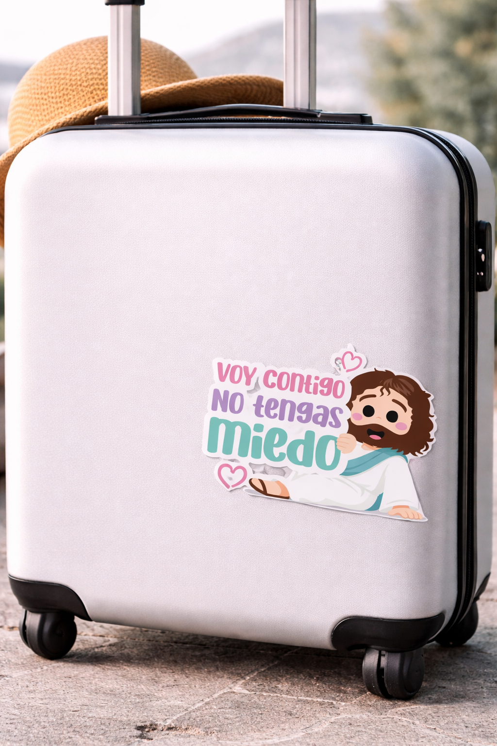 Adhesivo Jesús – “Voy contigo, no tengas miedo” (Diseño horizontal)