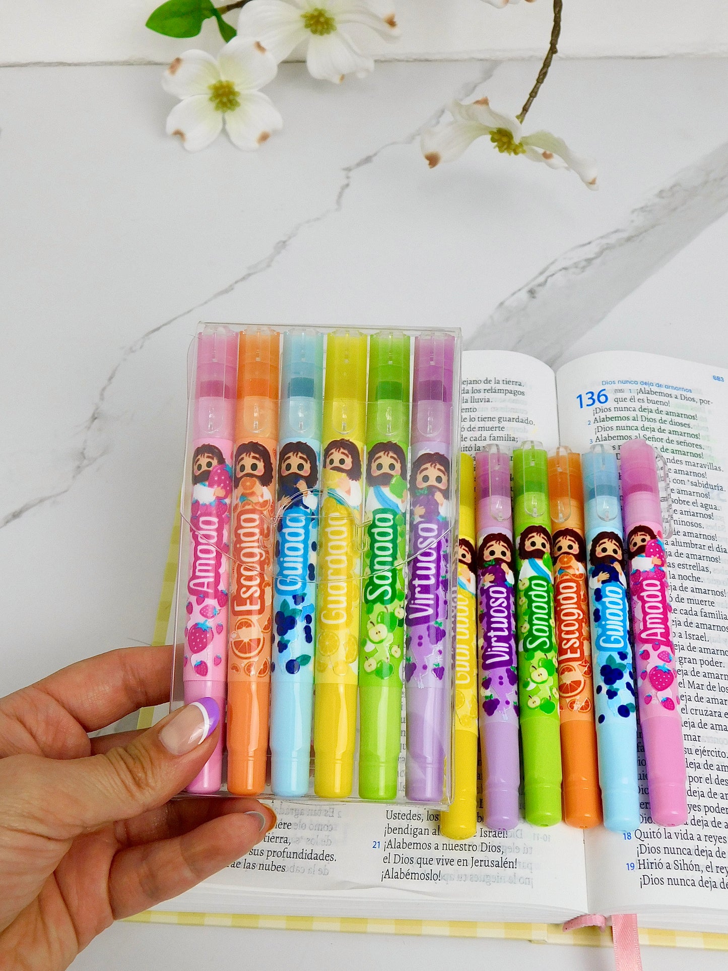 Resaltadores para Biblia x6 con Aroma a Frutas 🍇