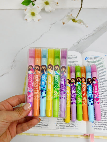 Resaltadores para Biblia x6 con Aroma a Frutas 🍇