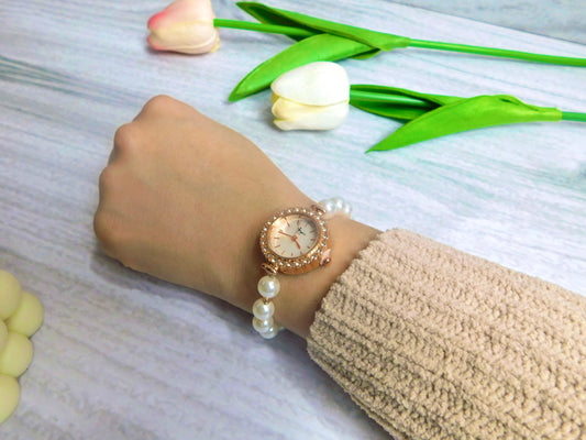 Reloj Pulsera – Perla redonda blanca