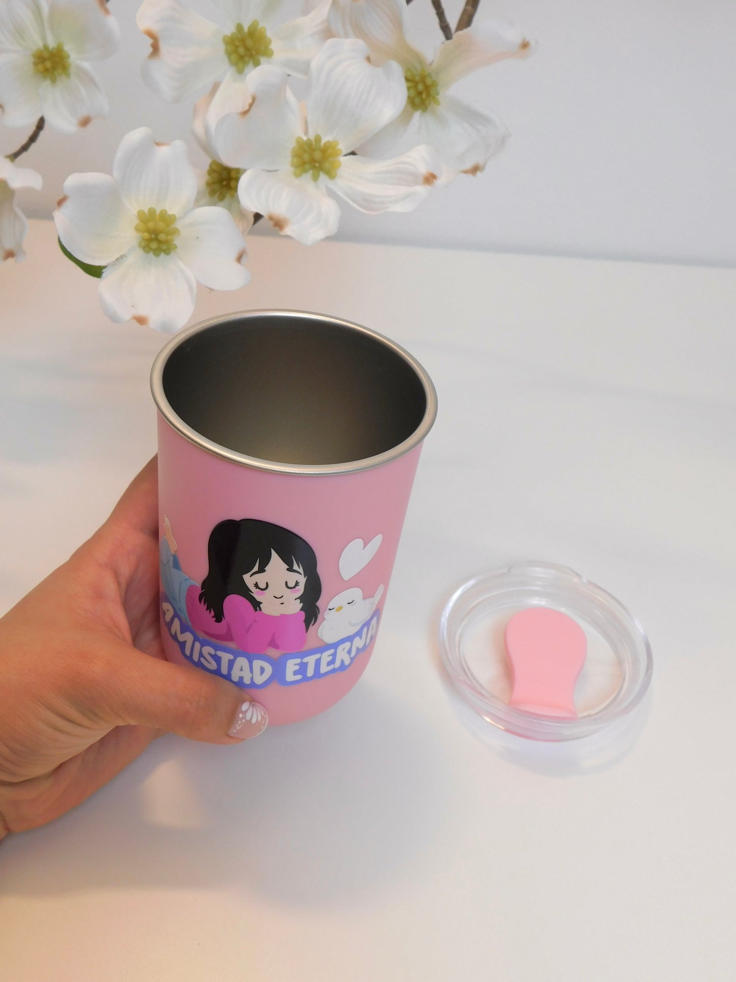 Vaso Rosa Mate Doble Pared 350 ml