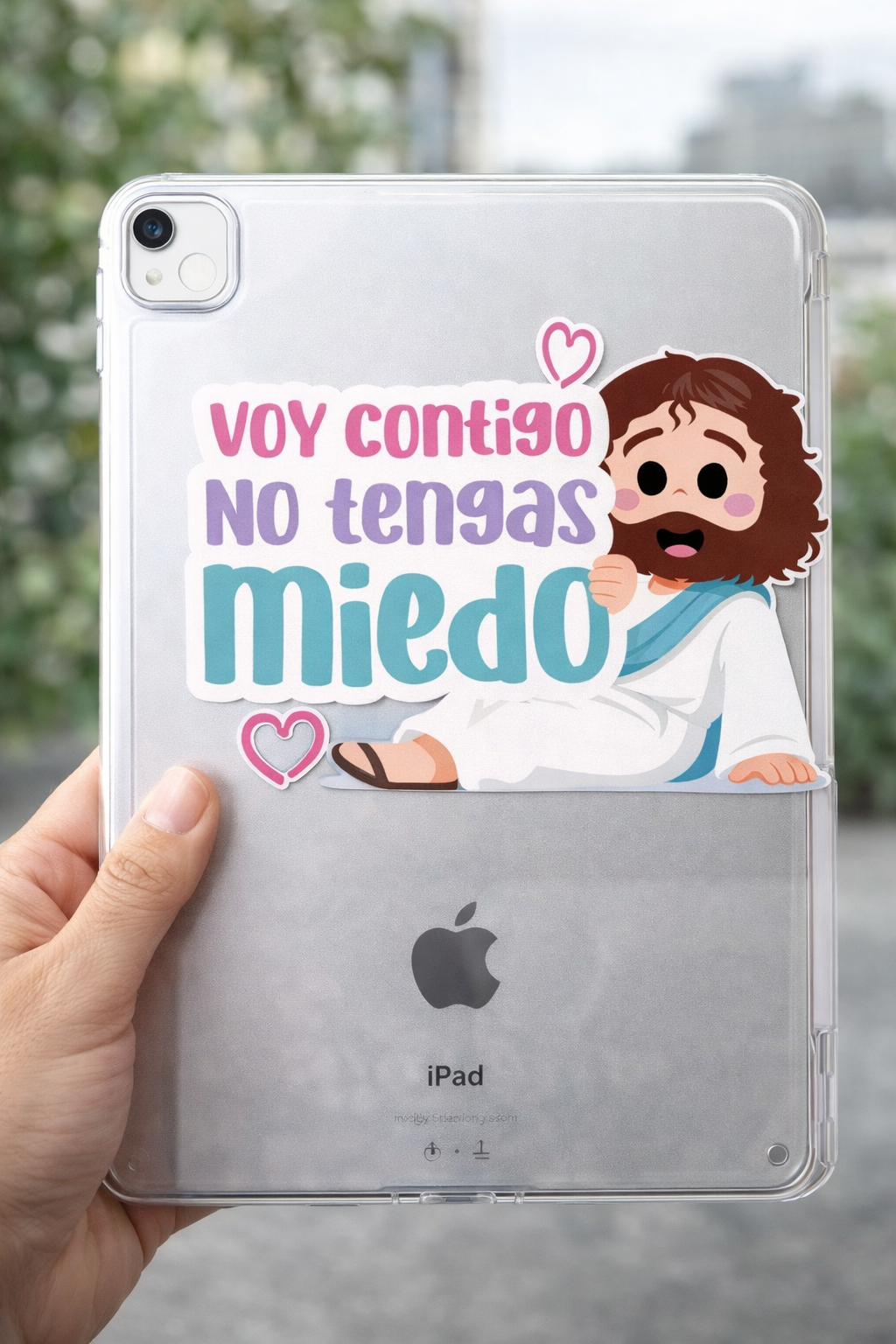 Adhesivo Jesús – “Voy contigo, no tengas miedo” (Diseño horizontal)