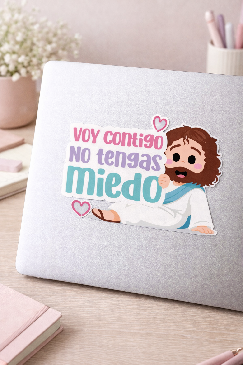 Adhesivo Jesús – “Voy contigo, no tengas miedo” (Diseño horizontal)