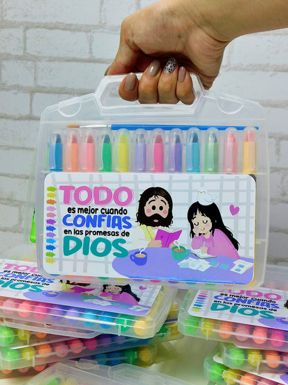 a- Resaltadores Bíblicos x12 – Identidad, Cera + Acuarela