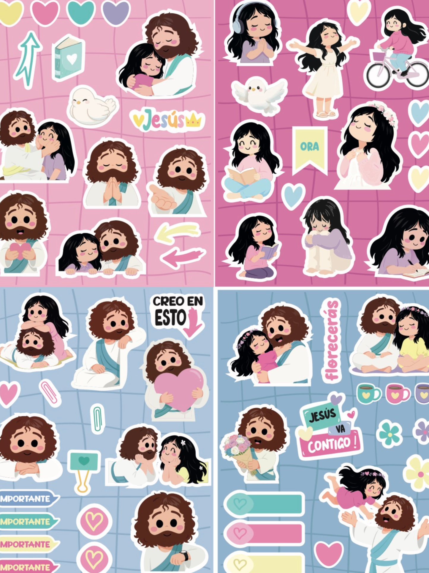 Set de Stickers Decorativos de Jesús: 12 Hojas
