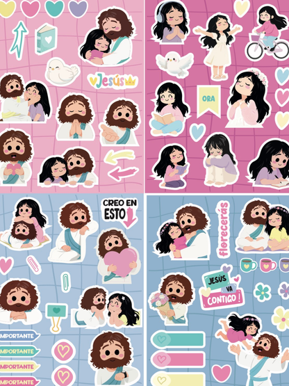 Set de Stickers Decorativos de Jesús: 12 Hojas